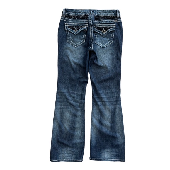 HARLEY-DAVIDSON Flap Pockets Women’s Boot Cut Distressed Denim Jeans Size 8 - Picture 7 of 15